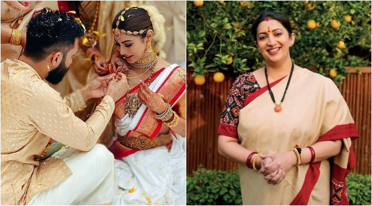 Smriti Irani congratulates Mouni Roy and Suraj Nambiar on their marriage, shares photos