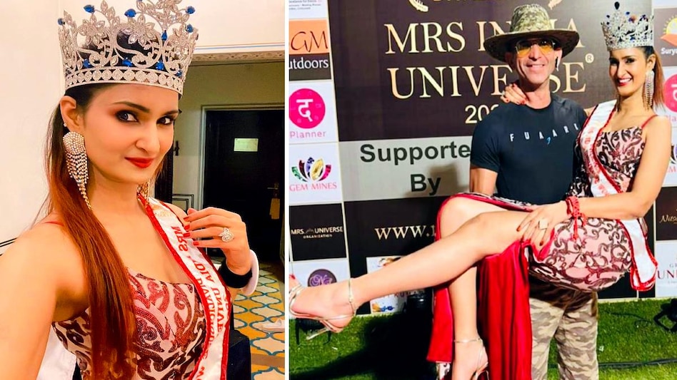 Shveta Dahda won the crown for Mrs. India Universe 2022. Shveta's husband is an officer in the Indian Army.